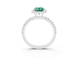 White gold Oval Cut Halo Diamond Pave Band with Prong Setting_3