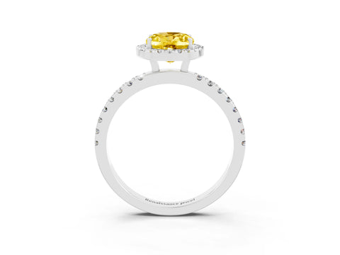 White gold Oval Cut Halo Diamond Pave Band with Prong Setting_3