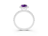 White gold Oval Cut Halo Diamond Pave Band with Prong Setting_3