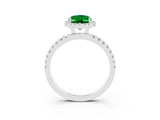 White gold Oval Cut Halo Diamond Pave Band with Prong Setting_3