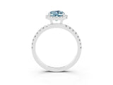 White gold Oval Cut Halo Diamond Pave Band with Prong Setting_3