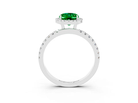 White gold Oval Cut Halo Diamond Pave Band with Prong Setting_3