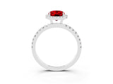 White gold Oval Cut Halo Diamond Pave Band with Prong Setting_3