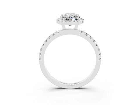 White gold Oval Cut Halo Diamond Pave Band with Prong Setting_3