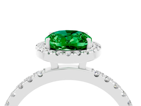 White gold Oval Cut Halo Diamond Pave Band with Prong Setting_4