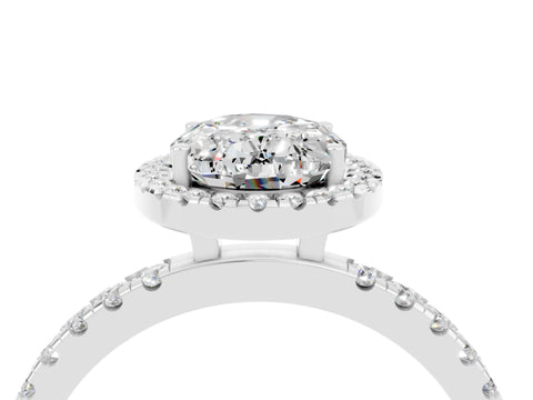 White gold Oval Cut Halo Diamond Pave Band with Prong Setting_4