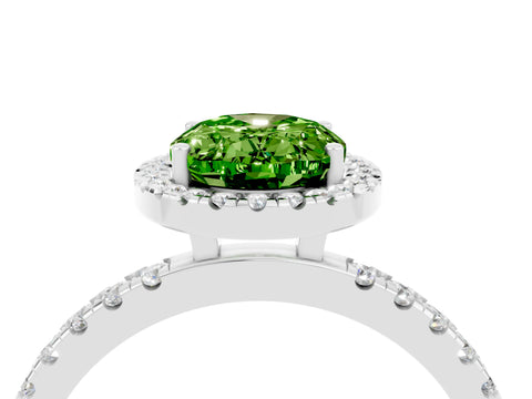 White gold Oval Cut Halo Diamond Pave Band with Prong Setting_4
