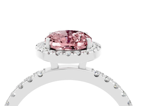 White gold Oval Cut Halo Diamond Pave Band with Prong Setting_4
