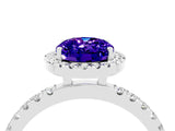 White gold Oval Cut Halo Diamond Pave Band with Prong Setting_4