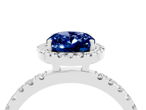 White gold Oval Cut Halo Diamond Pave Band with Prong Setting_4