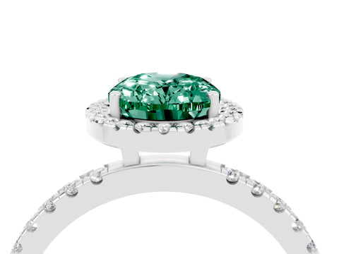 White gold Oval Cut Halo Diamond Pave Band with Prong Setting_4