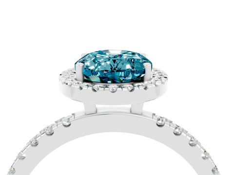 White gold Oval Cut Halo Diamond Pave Band with Prong Setting_4