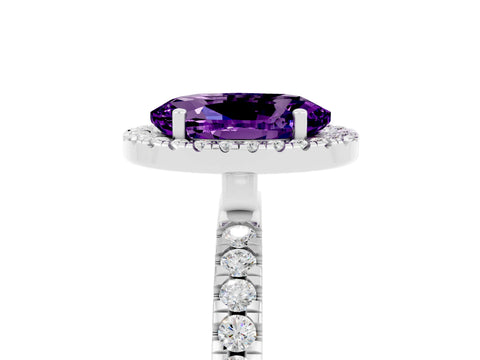 White gold Oval Cut Halo Diamond Pave Band with Prong Setting_5
