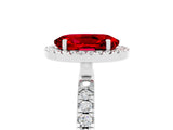 White gold Oval Cut Halo Diamond Pave Band with Prong Setting_5