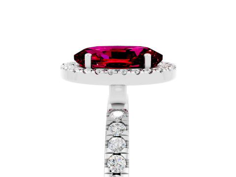 White gold Oval Cut Halo Diamond Pave Band with Prong Setting_5