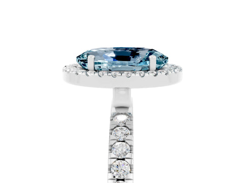 White gold Oval Cut Halo Diamond Pave Band with Prong Setting_5