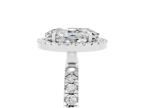 White gold Oval Cut Halo Diamond Pave Band with Prong Setting_5