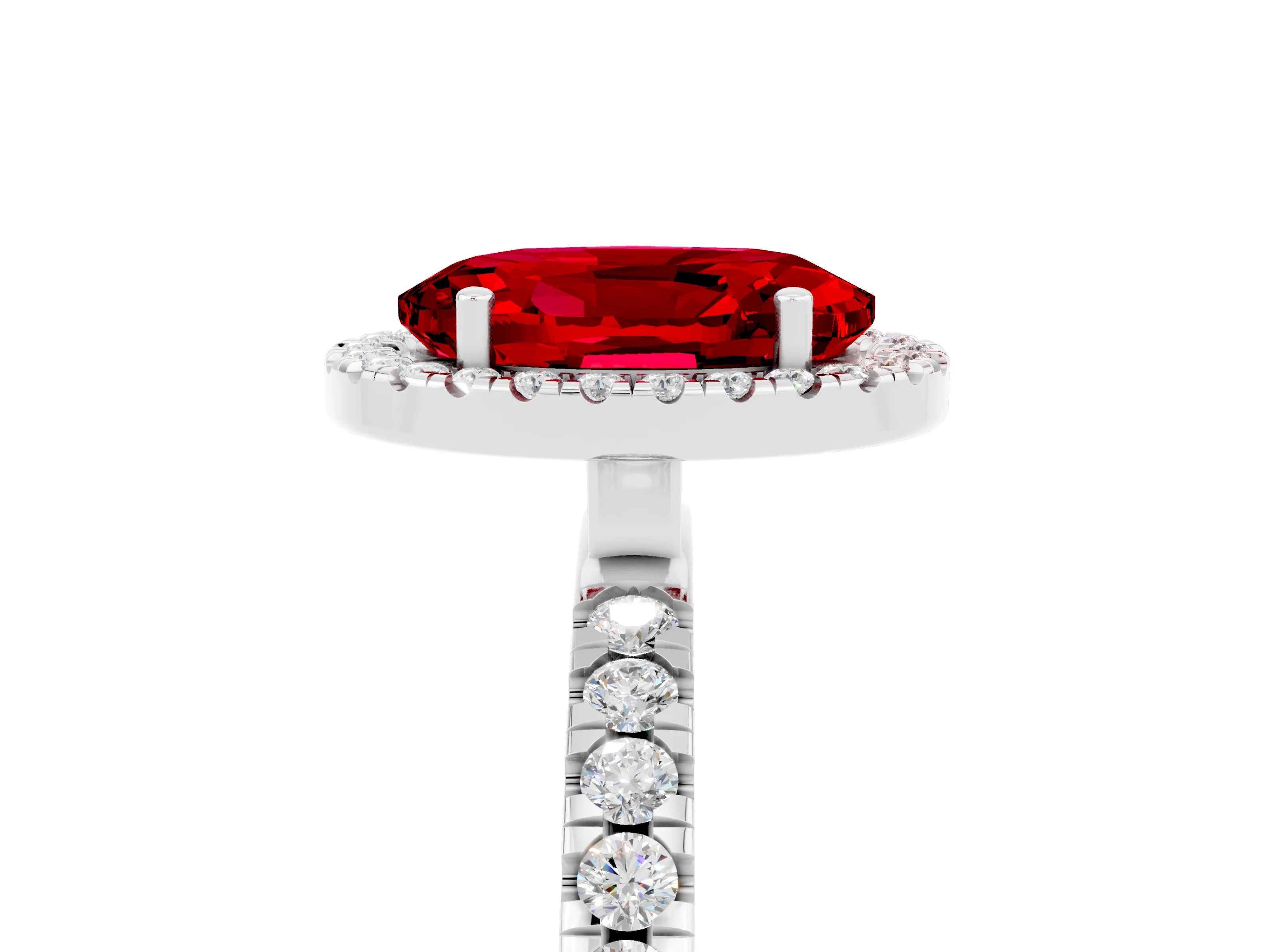 White gold Oval Cut Halo Diamond Pave Band with Prong Setting_5