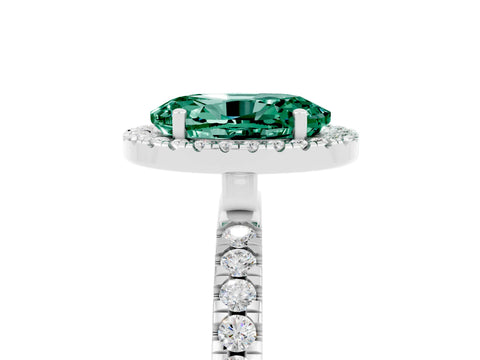White gold Oval Cut Halo Diamond Pave Band with Prong Setting_5