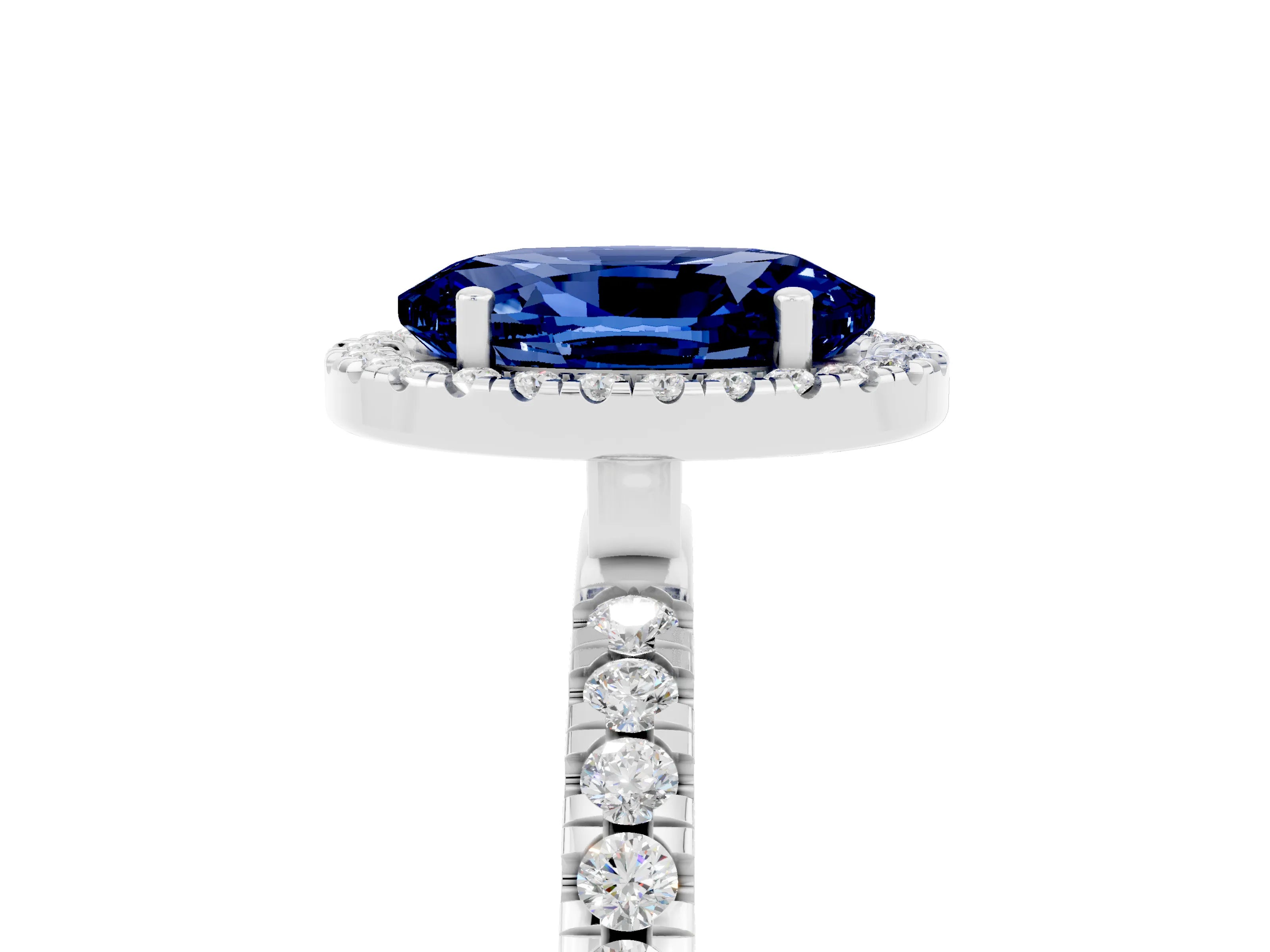 White gold Oval Cut Halo Diamond Pave Band with Prong Setting_5