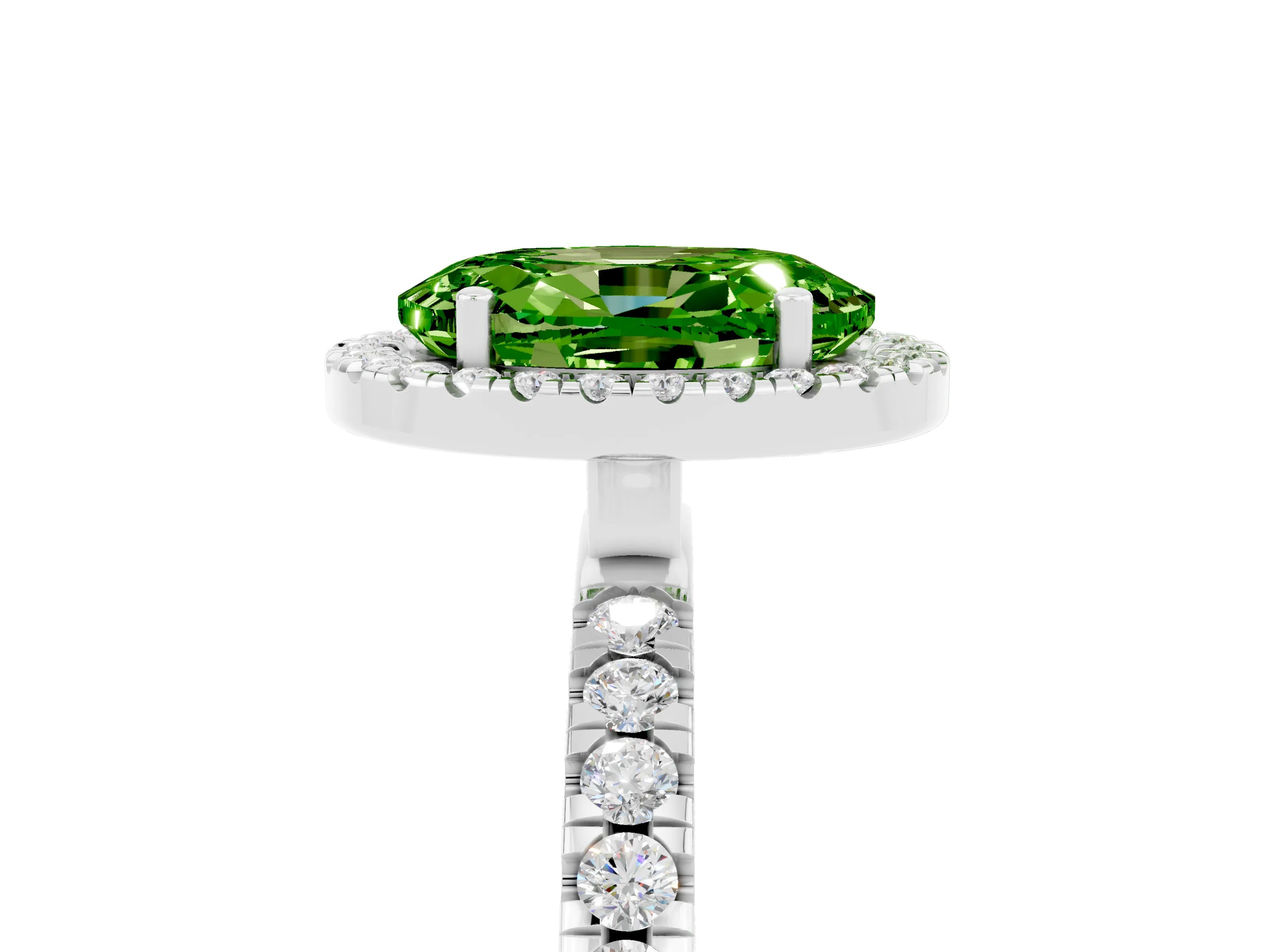White gold Oval Cut Halo Diamond Pave Band with Prong Setting_5