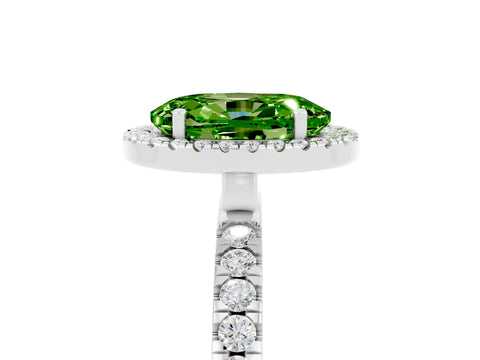 White gold Oval Cut Halo Diamond Pave Band with Prong Setting_5
