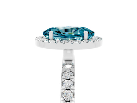 White gold Oval Cut Halo Diamond Pave Band with Prong Setting_5