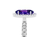 White gold Oval Cut Halo Diamond Pave Band with Prong Setting_5
