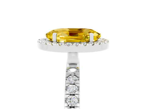 White gold Oval Cut Halo Diamond Pave Band with Prong Setting_5