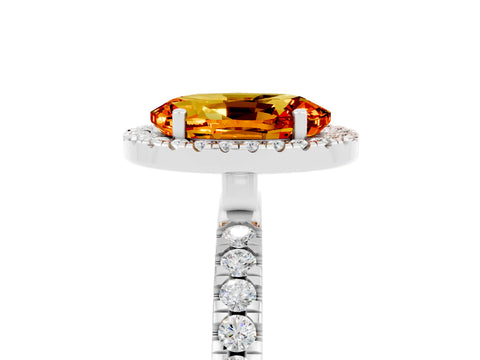 White gold Oval Cut Halo Diamond Pave Band with Prong Setting_5