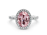 White gold Oval Cut Halo Diamond Pave Band with Prong Setting