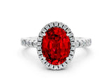 White gold Oval Cut Halo Diamond Pave Band with Prong Setting