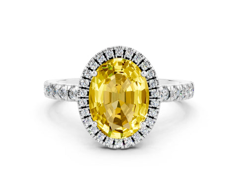 White gold Oval Cut Halo Diamond Pave Band with Prong Setting
