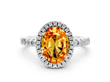 White gold Oval Cut Halo Diamond Pave Band with Prong Setting