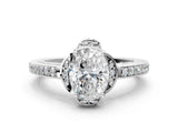 White gold Oval Cut Halo Diamond Ring with Channel Set Band and Four-Prong Setting_32
