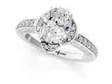 White gold Oval Cut Halo Diamond Ring with Channel Set Band and Four-Prong Setting_33