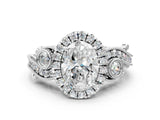 White gold Oval Cut Halo Diamond Ring with Milgrain and Bezel Accents on a Split Shank Band_15