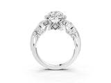 White gold Oval Cut Halo Diamond Ring with Milgrain and Bezel Accents on a Split Shank Band_18