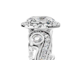 White gold Oval Cut Halo Diamond Ring with Milgrain and Bezel Accents on a Split Shank Band_20