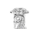 White gold Oval Cut Halo Diamond Ring with Milgrain and Bezel Accents on a Split Shank Band_21