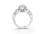 White gold Oval Cut Halo Diamond Ring with Milgrain and Bezel Accents on a Split Shank Band_6
