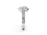 White gold Oval Cut Halo Diamond Ring with Pavé Band and Four-Prong Setting_181