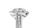 White gold Oval Cut Halo Diamond Ring with Pavé Band and Four-Prong Setting_193