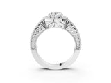 White gold Oval Cut Halo Diamond Ring with Pavé Band and Four-Prong Setting_194