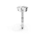 White gold Oval Cut Halo Diamond Ring with Pavé Band and Milgrain Prong Setting_34