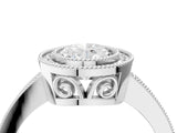 White gold Oval Cut Halo Diamond Ring with Pavé Band and Milgrain Prong Setting_36