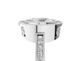 White gold Oval Cut Halo Diamond Ring with Pavé Band and Milgrain Prong Setting_37