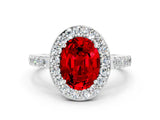 White gold Oval Cut Halo Diamond Ring with Pavé Band and Three-Prong Setting_10