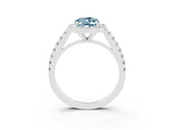 White gold Oval Cut Halo Diamond Ring with Pavé Band and Three-Prong Setting_14