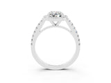 White gold Oval Cut Halo Diamond Ring with Pavé Band and Three-Prong Setting_15